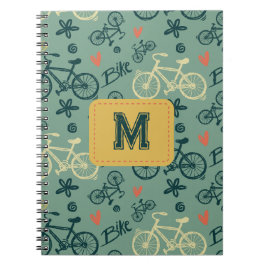 自転車のグリーンモダンパターンに乗ろう ノートブック