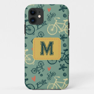 自転車のグリーンモダンパターンに乗ろう iPhone 11 ケース