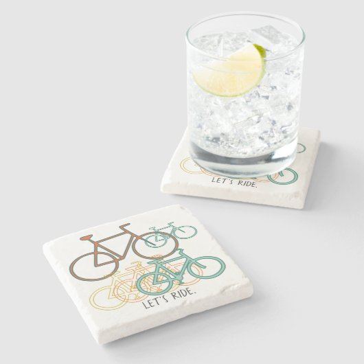 自転車のコラージュ・レッツ・ライド ストーンコースター (横)
