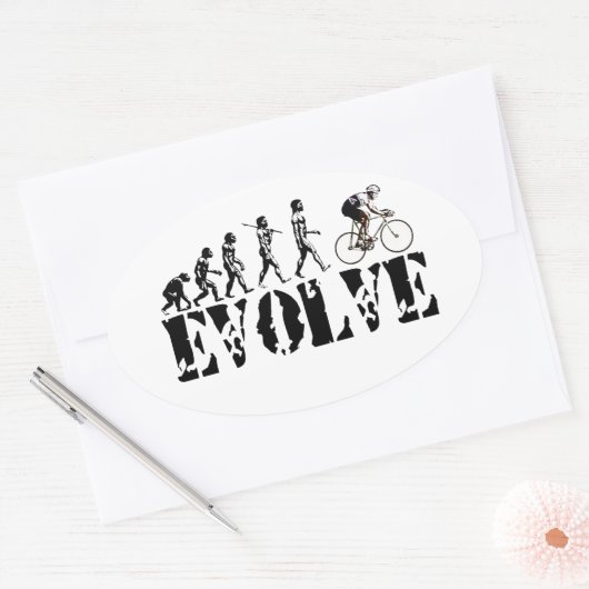 自転車のサイクリングのバイクの乗馬の進化は芸術を遊ばします 楕円形シール (封筒)