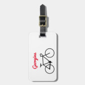自転車のシルエット及び名前の荷物のラベル ラゲッジタグ (正面縦)