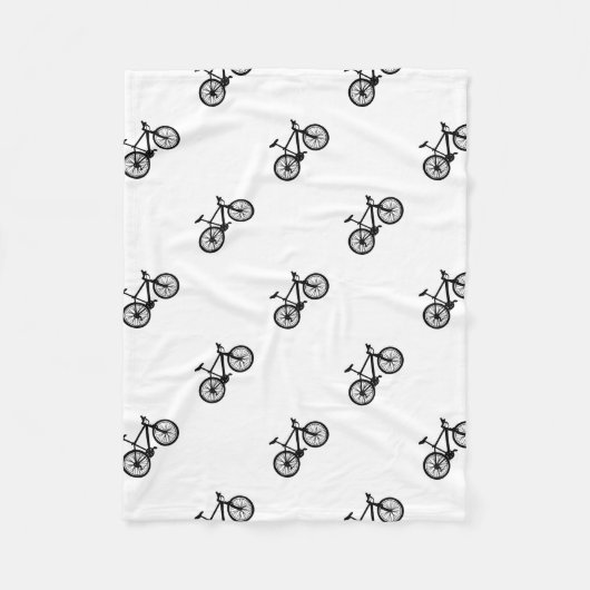 自転車のシンプルな手描きの落書き フリースブランケット (正面)