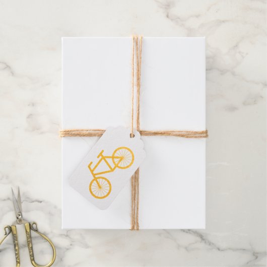 自転車のシンボル付き金箔クリスマスギフトタグ ギフトタグ (麻糸付属)
