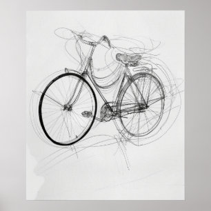自転車のスケモダンッチのミニマルなラインアート ポスター