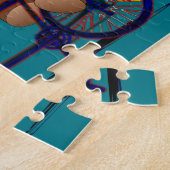 自転車のタンデムテディー・ベアのプリント ジグソーパズル (側面)