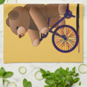 自転車のタンデム、テディー・ベアのプリント キッチンタオル (折り畳み)