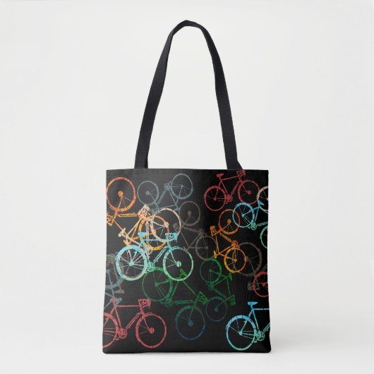 自転車のトートバッグ。黒に着色された自転車 トートバッグ (正面)