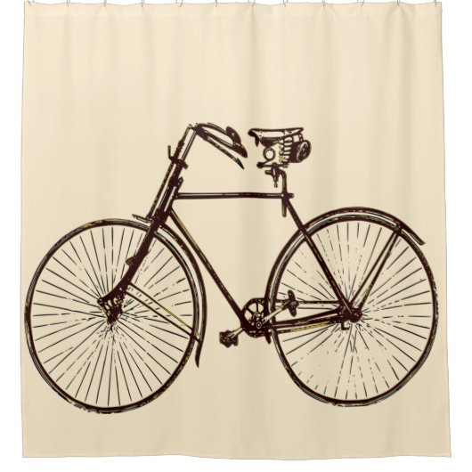 自転車のバイクのオートミールのクリームの茶色のシャワー・カーテン シャワーカーテン (正面)