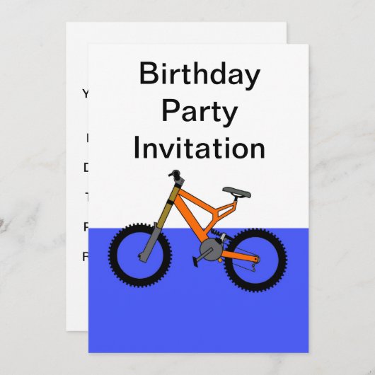 自転車のバイクを持つ誕生日のパーティの招待状 招待状 (正面/裏面)