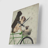 自転車のパグ スクエア壁時計 (傾斜)