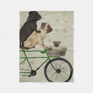 自転車のパグ フリースブランケット