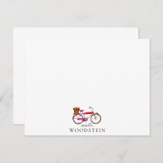 自転車のパーソナライズされた花 ノートカード (正面/裏面)