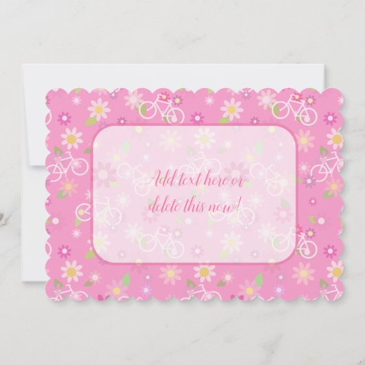 自転車のピンクの花かご誕生日 (裏面)