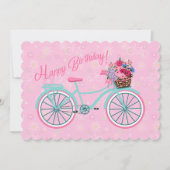 自転車のピンクの花かご誕生日 (正面)