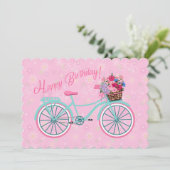 自転車のピンクの花かご誕生日 (スタンド正面)