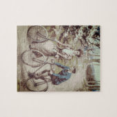 自転車のプリントを循環させるヴィンテージ ジグソーパズル (横)