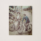 自転車のプリントを循環させるヴィンテージ ジグソーパズル (縦)
