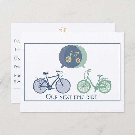 自転車のベビーシャワーの招待状 招待状 (正面/裏面)