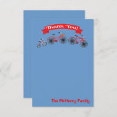 自転車のベビーシャワーはノート感謝していしています サンキューカード (正面/裏面)