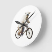 自転車のホッキョクグマ ラウンド壁時計 (傾斜)