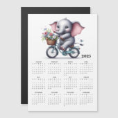 自転車のマグネットカレンダーに乗ってかわいい象 (正面/裏面)