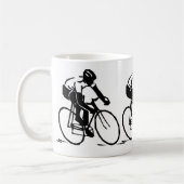 自転車のライダーのバイクのレーサーの黒のシルエットのスポーツ コーヒーマグカップ (左)