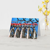 自転車のレンタル、青い都市 カード (黄色い花)