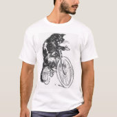 自転車のヴィンテージの黒猫 Tシャツ (正面)