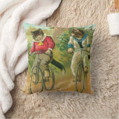 自転車のヴィンテージ猫 クッション (ブランケット)