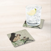 自転車の上のポンプ スクエアペーパーコースター (インサイチュ)