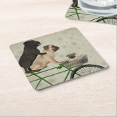 自転車の上のポンプ スクエアペーパーコースター (アングル)