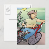 自転車の乗り手が夕暮れ ポストカード (正面/裏面)