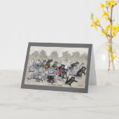 自転車の乗馬猫 カード (黄色い花)