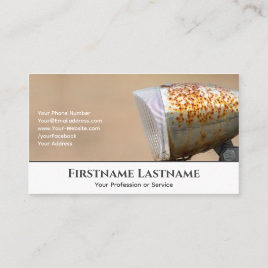 自転車の修理店のための古い錆びた自転車のベル 名刺 (裏面)