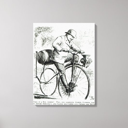 自転車の初期日の漫画おもしろい キャンバスプリント (正面)
