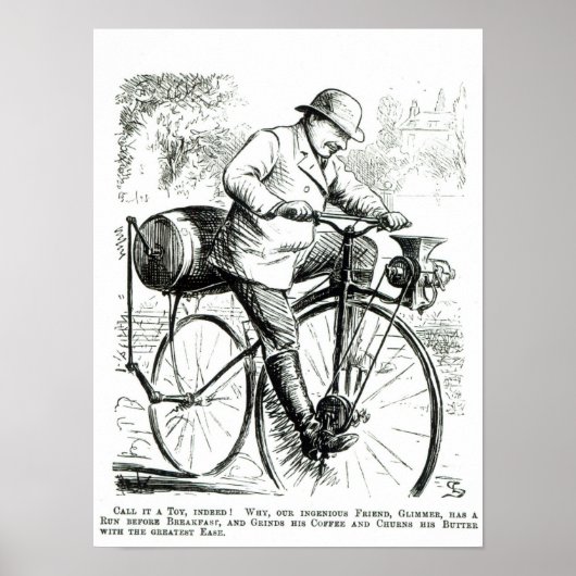 自転車の初期日の漫画おもしろい ポスター (正面)