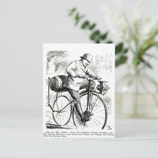 自転車の初期日の漫画おもしろい ポストカード (スタンド正面)