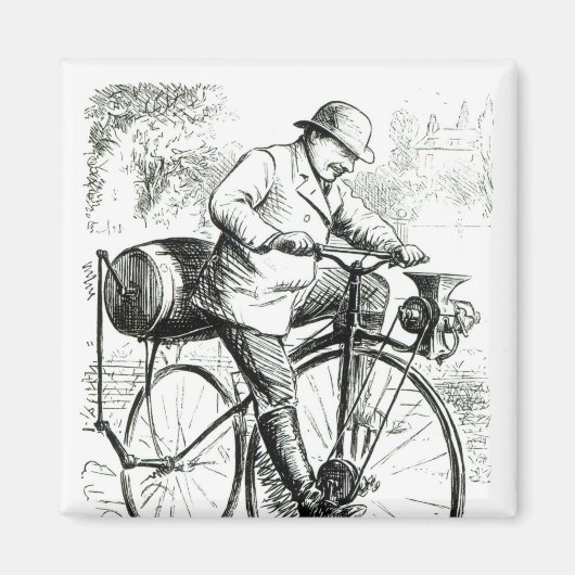 自転車の初期日の漫画おもしろい マグネット (正面)