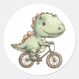 自転車の可愛いディノ ラウンドシール