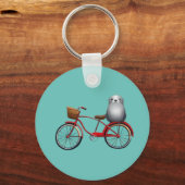 自転車の可愛い小さな漫画のシール キーホルダー (正面)