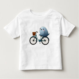 自転車の可愛い小さな漫画のシール トドラーTシャツ