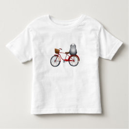 自転車の可愛い小さな漫画のシール トドラーTシャツ