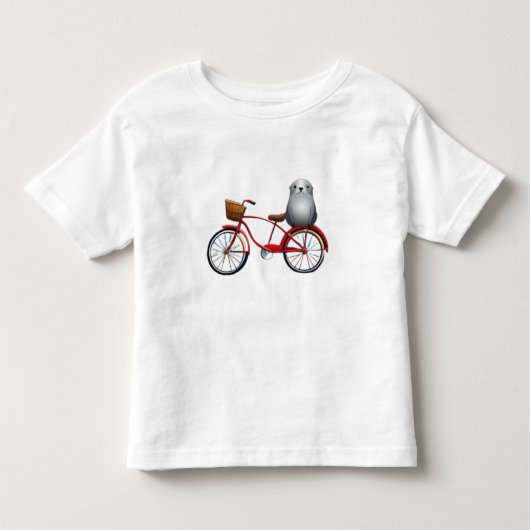 自転車の可愛い小さな漫画のシール トドラーTシャツ (正面)