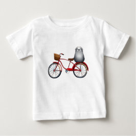 自転車の可愛い小さな漫画のシール ベビーTシャツ