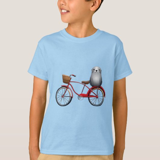 自転車の可愛い小さな漫画のシール Tシャツ (正面)