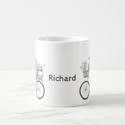 自転車の名前をカスタムする祝いの贈り物 コーヒーマグカップ (中央)