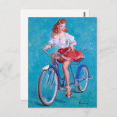 自転車の女の子がピン留め ポストカード (正面/裏面)