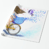 自転車の少女 ロマンチック ラッピングペーパー (アンロールド)