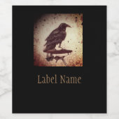 自転車の座席でカラスをする ワインラベル (シングルラベル)