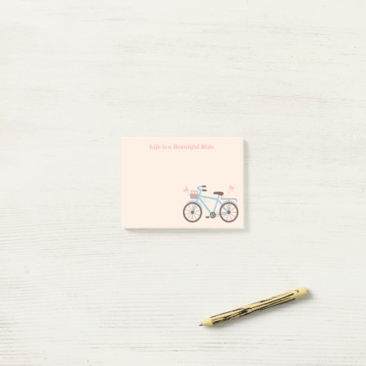 自転車の引用文の生命は美しい乗車です ポストイット (デスク上)
